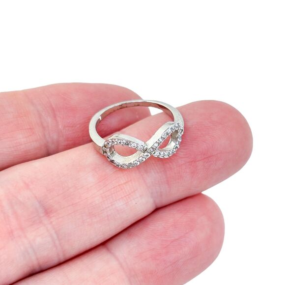 Vintage Sterling Silver 925 Infinity Cubic Zirconia Ring Size 5.5 - Picture 1 of 8